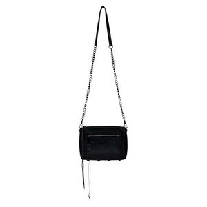 REBECCA MINKOFF AVERY BLACK SAFFIANO LEATHER CROSSBODY BAG WITH CHAIN STRAP